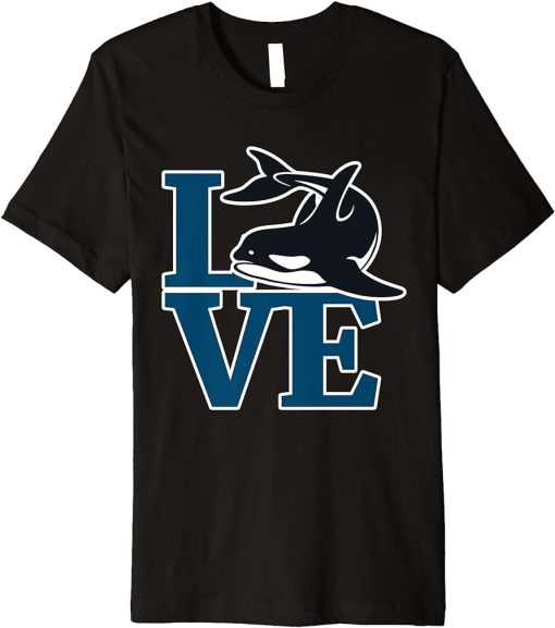 LOVE | Girls Orca Whale Shirt for Women | Cute Killer Whale Premium T-Shirt