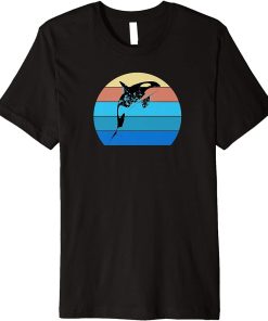 Orca Killer Whale Retro Vintage Sunset Beach Ocean Men Women Premium T-Shirt