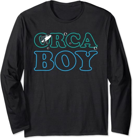 Funny Orca Lover Graphic for Boys Men Kids Orca Lover Long Sleeve T-Shirt