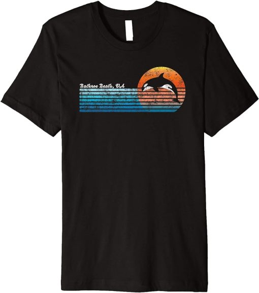 Vintage Buckroe Beach, VA Retro 80s Orca Sunset Premium T-Shirt